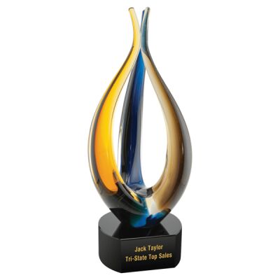 AGS70 - 11 1/2" Blue/Brown Tri Rise Art Glass Thumbnail