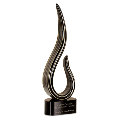 AGS25 - 15" Black & Gold Curve Art Glass Thumbnail