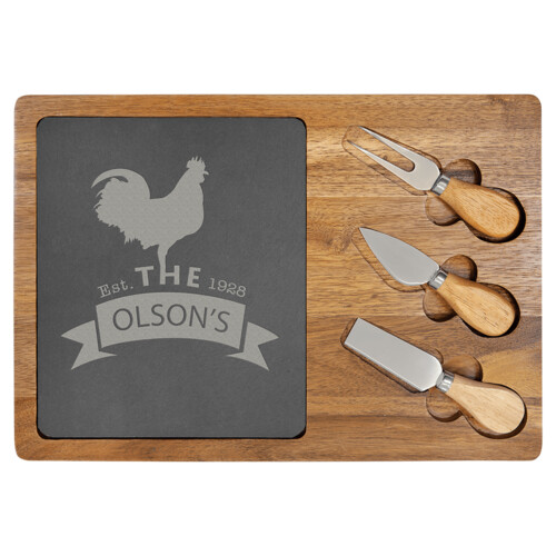 Acacia Wood/Slate Rectangle Cheese Set Thumbnail