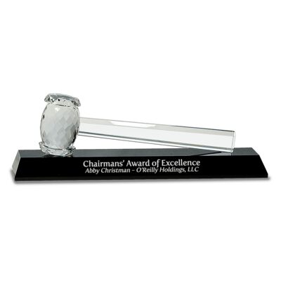 CRY047 - 13 7/8" x 4 1/4" Crystal Gavel on Black Base Thumbnail
