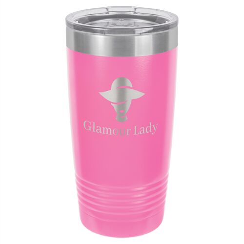 LTM7205-Polar Camel 20 oz. Pink Ringneck Vacuum Insulated Tumbler w/Clear Lid Thumbnail