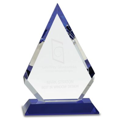 JDS CRY272 - 9" Clear Crystal Diamond on Blue Pedestal Base CRY272 CRY272 - 9" Clear Crystal Diamond on Blue Pedestal Base Thumbnail