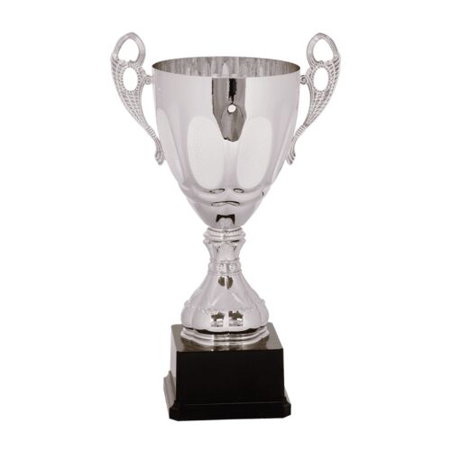 CMC703S - 14" Silver Completed Metal Cup Trophy on Plastic Base Thumbnail