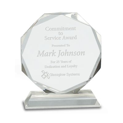 CRY62 - 6" Clear Crystal Octagon on Clear Pedestal Base Thumbnail